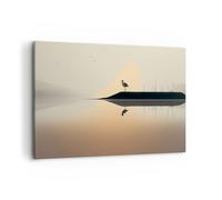 Moderne Impression sur Toile 100x70cm Image Tableau Decoration Murale Oiseau Paysage Minimalisme Grand Tableaux Decoratifs Muraux Chambre Horizontal Deco Cadre Décoration Salon Art Wall AA100x70-6010