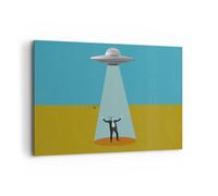 Moderne Impression sur Toile 100x70cm Image Tableau Decoration Murale Ovni Art Moderne Surréalisme Tableaux Decoratifs Muraux Chambre Horizontal Deco Cadre Décoration Salon Art Wall AA100x70-5796