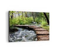 Moderne Impression sur Toile 100x70cm Image Tableau Decoration Murale Parc nature vert arbres Grand Tableaux Decoratifs Muraux Chambre Horizontal Deco Cadre Décoration Salon Art Wall AA100x70-0356