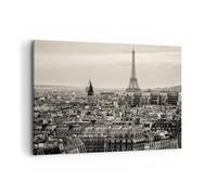 Moderne Impression sur Toile 100x70cm Image Tableau Decoration Murale Paris ville maison Grand Tableaux Decoratifs Muraux Chambre Cuisine Horizontal Deco Cadre Décoration Salon Art Wall AA100x70-3615