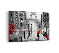 Moderne Impression sur Toile 100x70cm Image Tableau Decoration Murale Paris ville maison Grand Tableaux Decoratifs Muraux Chambre Cuisine Horizontal Deco Cadre Décoration Salon Art Wall AA100x70-3942