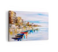 Moderne Impression sur Toile 100x70cm Image Tableau Decoration Murale Paysage Port Bord De Mer Grand Tableaux Decoratifs Muraux Chambre Horizontal Deco Cadre Décoration Salon Art Wall AA100x70-5944