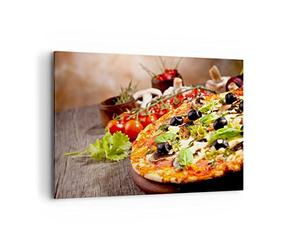 Moderne Impression sur Toile 100x70cm Image Tableau Decoration Murale Pizza Nourriture Italie tradition Tableaux Decoratifs Muraux Chambre Horizontal Deco Décoration Salon Art Wall AA100x70-2791