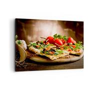 Moderne Impression sur Toile 100x70cm Image Tableau Decoration Murale Pizza vegetariana italie nourriture Tableaux Decoratifs Muraux Chambre Horizontal Deco Décoration Salon Art Wall AA100x70-2540