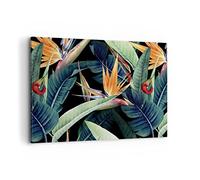 Moderne Impression sur Toile 100x70cm Image Tableau Decoration Murale Plantes Tropicaux Fleur Grand Tableaux Decoratifs Muraux Chambre Horizontal Deco Cadre Décoration Salon Art Wall AA100x70-5093