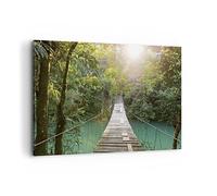 Moderne Impression sur Toile 100x70cm Image Tableau Decoration Murale Pont Corde Jungle Grand Tableaux Decoratifs Muraux Chambre Cuisine Horizontal Deco Cadre Décoration Salon Art Wall AA100x70-4397