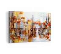 Moderne Impression sur Toile 100x70cm Image Tableau Decoration Murale ville immeuble Grand Tableaux Decoratifs Muraux Chambre Cuisine Horizontal Deco Cadre Décoration Salon Art Wall AA100x70-3476