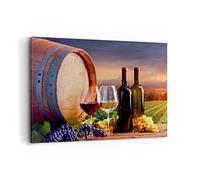 Moderne Impression sur Toile 100x70cm Image Tableau Decoration Murale vin vignoble été Grand Tableaux Decoratifs Muraux Chambre Cuisine Horizontal Deco Cadre Décoration Salon Art Wall AA100x70-4125