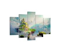 Moderne Impression sur Toile 150x100cm Image Tableau Decoration Murale abstraction nature Tableaux Decoratifs Muraux Chambre Triptyque 5 parties Deco Cadre Décoration Salon Art Wall EA150x100-3469