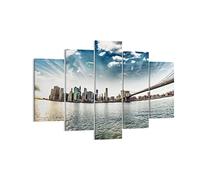 Moderne Impression sur Toile 150x100cm Image Tableau Decoration Murale Amérique appartement architecture bâtiment Tableaux Decoratifs Chambre Triptyque 5 parties Décoration Salon Art EA150x100-2430