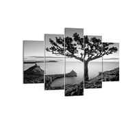 Moderne Impression sur Toile 150x100cm Image Tableau Decoration Murale Arbre Noir Et Blanc Vue Tableaux Decoratifs Muraux Chambre Triptyque 5 parties Deco Décoration Salon Art Wall EA150x100-4297
