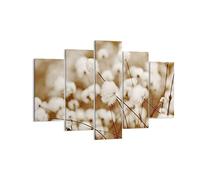 Moderne Impression sur Toile 150x100cm Image Tableau Decoration Murale Coton Bohème Laineux Tableaux Decoratifs Muraux Chambre Triptyque 5 parties Deco Cadre Décoration Salon Art Wall EA150x100-4850