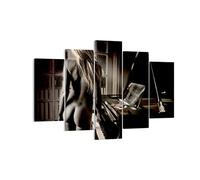 Moderne Impression sur Toile 150x100cm Image Tableau Decoration Murale Femme Nu Mystère Tableaux Decoratifs Muraux Chambre Triptyque 5 parties Deco Cadre Décoration Salon Art Wall EA150x100-0114