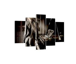 Moderne Impression sur Toile 150x100cm Image Tableau Decoration Murale Femme Nu Mystère Tableaux Decoratifs Muraux Chambre Triptyque 5 parties Deco Cadre Décoration Salon Art Wall EA150x100-0114