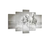 Moderne Impression sur Toile 150x100cm Image Tableau Decoration Murale Ferme chevaux galop liberté Tableaux Decoratifs Muraux Chambre Triptyque 5 parties Deco Décoration Salon Art Wall EA150x100-2389