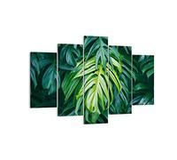Moderne Impression sur Toile 150x100cm Image Tableau Decoration Murale fleur nature Grand Tableaux Decoratifs Muraux Chambre Triptyque 5 parties Deco Cadre Décoration Salon Art Wall EA150x100-3951