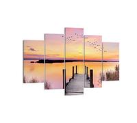 Moderne Impression sur Toile 150x100cm Image Tableau Decoration Murale Footbridge l'été les gens l'amour Tableaux Decoratifs Muraux Chambre Triptyque 5 parties Décoration Salon Art EA150x100-3056