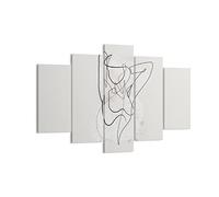 Moderne Impression sur Toile 150x100cm Image Tableau Decoration Murale Ligne Femme Ligne Tableaux Decoratifs Muraux Chambre Triptyque 5 parties Deco Cadre Décoration Salon Art Wall EA150x100-5119