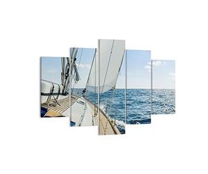 Moderne Impression sur Toile 150x100cm Image Tableau Decoration Murale mer croisière voile Tableaux Decoratifs Muraux Chambre Triptyque 5 parties Deco Cadre Décoration Salon Art Wall EA150x100-3647
