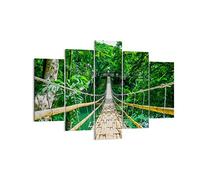 Moderne Impression sur Toile 150x100cm Image Tableau Decoration Murale trottoir arbre bois passerelle Tableaux Decoratifs Muraux Chambre Triptyque 5 parties Décoration Salon Art Wall EA150x100-3185