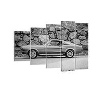 Moderne Impression sur Toile 150x100cm Image Tableau Decoration Murale Voiture Ford Mustang Tableaux Decoratifs Muraux Chambre Triptyque 5 parties Deco Cadre Décoration Salon Art Wall EG150x100-5011
