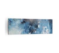 Moderne Impression sur Toile 160x50cm Image Tableau Decoration Murale Abstraction Bleu Noir Grand Tableaux Decoratifs Muraux Chambre Panoramique Deco Cadre Décoration Salon Art Wall AB160x50-4155