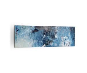 Moderne Impression sur Toile 160x50cm Image Tableau Decoration Murale Abstraction Bleu Noir Grand Tableaux Decoratifs Muraux Chambre Panoramique Deco Cadre Décoration Salon Art Wall AB160x50-4155
