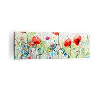Moderne Impression sur Toile 160x50cm Image Tableau Decoration Murale Fleurs Prairie feuille nature Tableaux Decoratifs Muraux Chambre Panoramique Deco Cadre Décoration Salon Art Wall AB160x50-3076