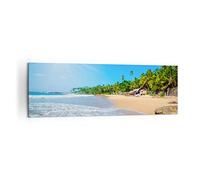Moderne Impression sur Toile 160x50cm Image Tableau Decoration Murale Île paysage maledivy liberté Tableaux Decoratifs Muraux Chambre Panoramique Deco Cadre Décoration Salon Art Wall AB160x50-2391