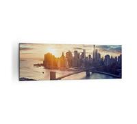 Moderne Impression sur Toile 160x50cm Image Tableau Decoration Murale La ville de New York Grand Tableaux Decoratifs Muraux Chambre Panoramique Deco Cadre Décoration Salon Art Wall AB160x50-3733