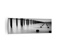 Moderne Impression sur Toile 160x50cm Image Tableau Decoration Murale Mer rivage océan horizon Grand Tableaux Decoratifs Muraux Chambre Panoramique Deco Cadre Décoration Salon Art Wall AB160x50-2229