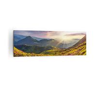 Moderne Impression sur Toile 160x50cm Image Tableau Decoration Murale Montagnes Prairie Paysage forêt Tableaux Decoratifs Muraux Chambre Panoramique Deco Cadre Décoration Salon Art Wall AB160x50-3152