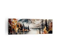 Moderne Impression sur Toile 160x50cm Image Tableau Decoration Murale Nature Voir Montagnes Grand Tableaux Decoratifs Muraux Chambre Panoramique Deco Cadre Décoration Salon Art Wall AB160x50-5783