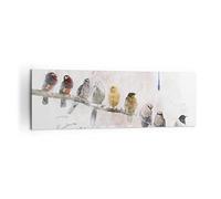 Moderne Impression sur Toile 160x50cm Image Tableau Decoration Murale Oiseaux Canaries Branche Grand Tableaux Decoratifs Muraux Chambre Panoramique Deco Cadre Décoration Salon Art Wall AB160x50-4175