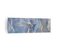 Moderne Impression sur Toile 160x50cm Image Tableau Decoration Murale Or bleu peinture Grand Tableaux Decoratifs Muraux Chambre Cuisine Panoramique Deco Cadre Décoration Salon Art Wall AB160x50-5029