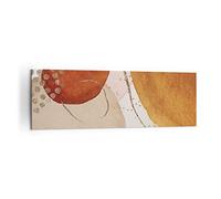 Moderne Impression sur Toile 160x50cm Image Tableau Decoration Murale Orange Abstraction Taches Grand Tableaux Decoratifs Muraux Chambre Panoramique Deco Cadre Décoration Salon Art Wall AB160x50-4696