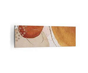 Moderne Impression sur Toile 160x50cm Image Tableau Decoration Murale Orange Abstraction Taches Grand Tableaux Decoratifs Muraux Chambre Panoramique Deco Cadre Décoration Salon Art Wall AB160x50-4696