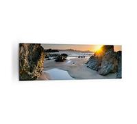 Moderne Impression sur Toile 160x50cm Image Tableau Decoration Murale Paysage britannique rivage côte Tableaux Decoratifs Muraux Chambre Panoramique Deco Cadre Décoration Salon Art Wall AB160x50-3174