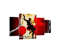 Moderne Impression sur Toile 160x90cm Image Tableau Decoration Murale Afrique femme danseuse désert Tableaux Decoratifs Muraux Chambre Triptyque 4 parties Deco Décoration Salon Art Wall DL160x90-0686