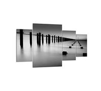 Moderne Impression sur Toile 160x90cm Image Tableau Decoration Murale Mer rivage océan horizon Tableaux Decoratifs Muraux Chambre Triptyque 4 parties Deco Décoration Salon Art Wall DL160x90-2229
