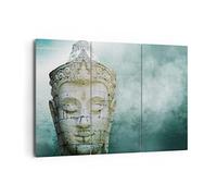 Moderne Impression sur Toile 165x110cm Image Tableau Decoration Murale Bouddha Graphisme Turquoise Tableaux Decoratifs Muraux Chambre Triptyque 3 parties Deco Décoration Salon Art Wall CE165x110-4342