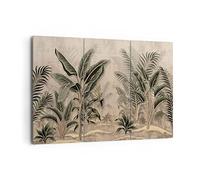 Moderne Impression sur Toile 165x110cm Image Tableau Decoration Murale Forêt Feuille Arbre Tableaux Decoratifs Muraux Chambre Triptyque 3 parties Deco Cadre Décoration Salon Art Wall CE165x110-5101