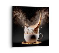 Moderne Impression sur Toile 40x40cm Image Tableau Decoration Murale Café Lait Tasse Petit Tableaux Decoratifs Muraux Chambre Cuisine Carré Deco Cadre Décoration Salon Art Wall Decor AC40x40-5718
