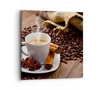 Moderne Impression sur Toile 40x40cm Image Tableau Decoration Murale Café noir déjeuner chocolat Tableaux Decoratifs Muraux Chambre Cuisine Carré Deco Cadre Décoration Salon Art Wall AC40x40-2152