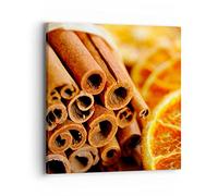 Moderne Impression sur Toile 40x40cm Image Tableau Decoration Murale Cannelle orange grappe Tableaux Decoratifs Muraux Chambre Cuisine Carré Deco Cadre Décoration Salon Art Wall Decor AC40x40-2241