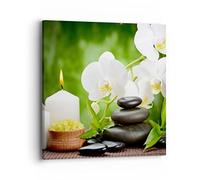 Moderne Impression sur Toile 40x40cm Image Tableau Decoration Murale Fleur aromathérapie spa Tableaux Decoratifs Muraux Chambre Cuisine Carré Deco Cadre Décoration Salon Art Wall Decor AC40x40-2718