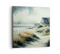 Moderne Impression sur Toile 40x40cm Image Tableau Decoration Murale Maison Plage Mer Petit Tableaux Decoratifs Muraux Chambre Cuisine Carré Deco Cadre Décoration Salon Art Wall Decor AC40x40-5922