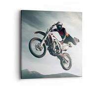 Moderne Impression sur Toile 40x40cm Image Tableau Decoration Murale moteur sport casque Petit Tableaux Decoratifs Muraux Chambre Cuisine Carré Deco Cadre Décoration Salon Art Wall Decor AC40x40-4069