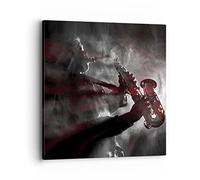 Moderne Impression sur Toile 40x40cm Image Tableau Decoration Murale Musicien Saxophoniste Noir Tableaux Decoratifs Muraux Chambre Cuisine Carré Deco Cadre Décoration Salon Art Wall AC40x40-4276