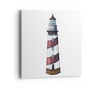 Moderne Impression sur Toile 40x40cm Image Tableau Decoration Murale Phare Nautique Bord De Mer Tableaux Decoratifs Muraux Chambre Cuisine Carré Deco Cadre Décoration Salon Art Wall AC40x40-5493